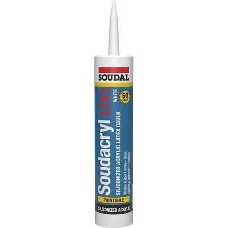 SOUDAL Soudacryl LTX1 5823539 Siliconized Acrylic Latex Caulk, Clear, 20 to 185 deg F 146901